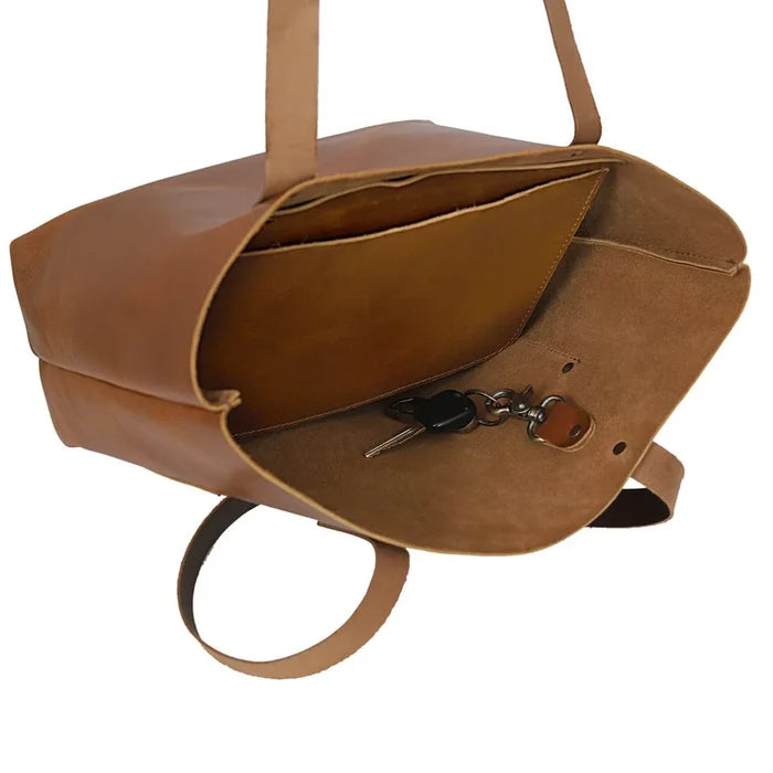 Bella Buffalo Leather Tote Bag Brown