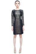 Bella Long sleeve laser cut Leather dress