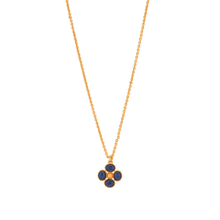 Berry Clover Double Sided Charm Necklace, 16"+2" - Blue Labradorite