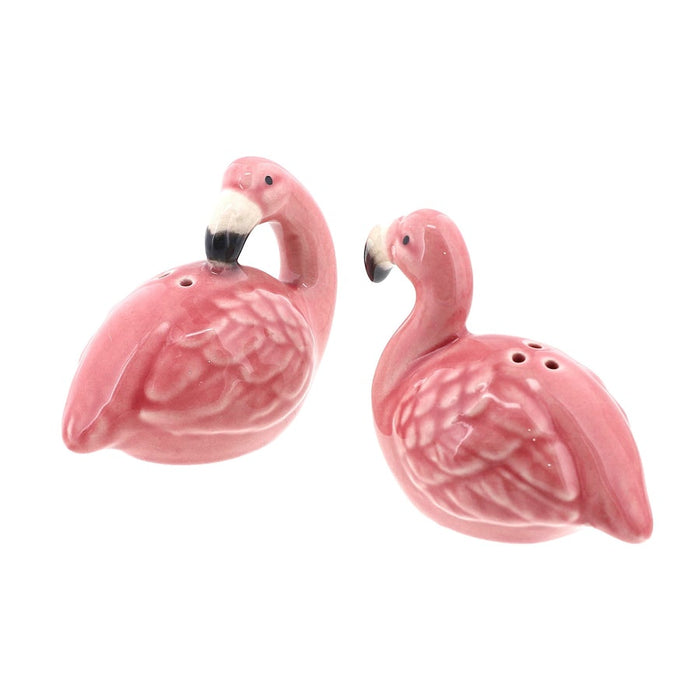 Bird Salt And Pepper Shakers & Napkin Holder with Flamingo Weight & Ceramic Flamingo Spoonrest