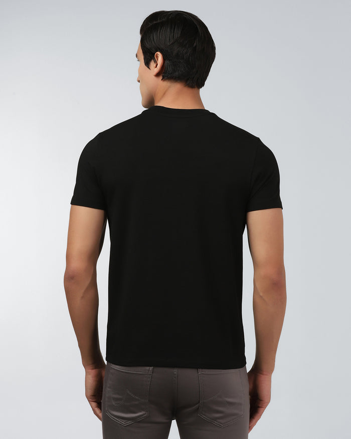 Black Crew Neck Printed T-Shirt - Sybill