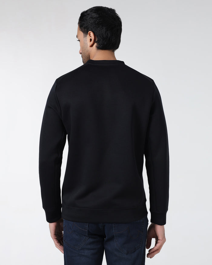 Black Crew Neck Solid Sweatshirt - Rio
