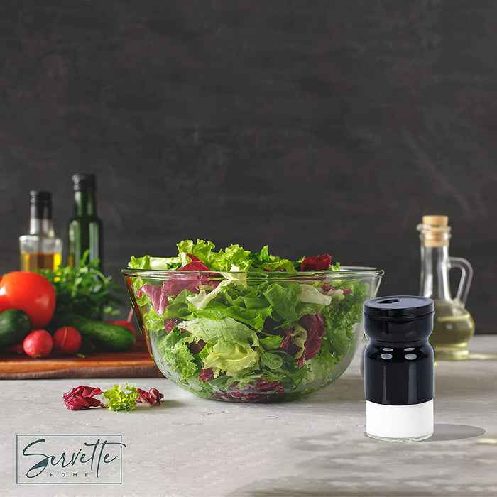 Black Glass & Metal Salt and Pepper Shakers