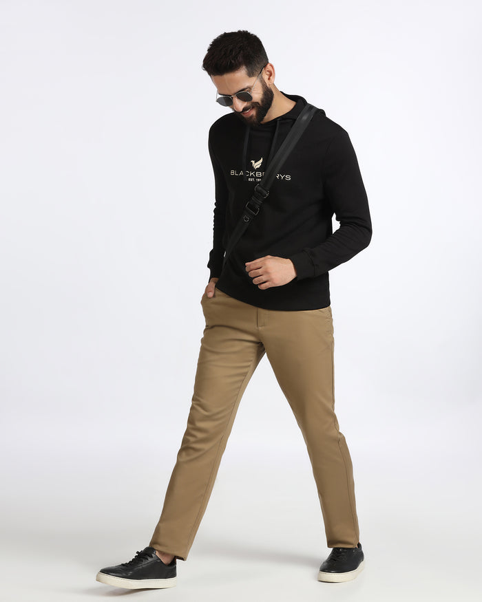 Black Hoodie Solid Sweatshirt - Yen