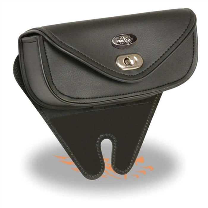 Black motorcycle windshield tool bag