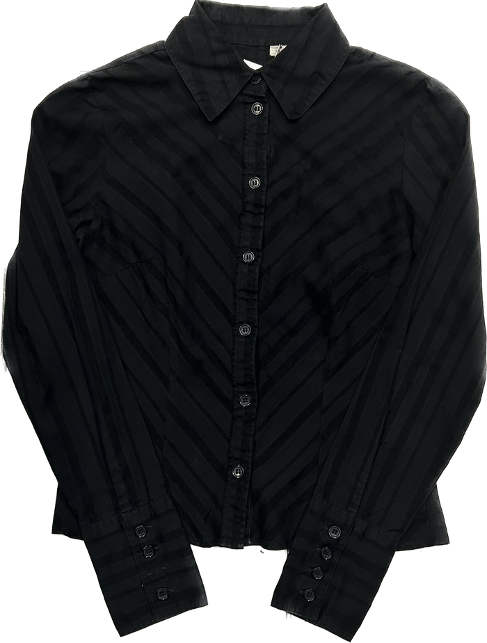 Black Ribbed Fitted Shirt
