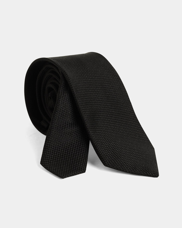Black Silk Printed Tie - Waldorf
