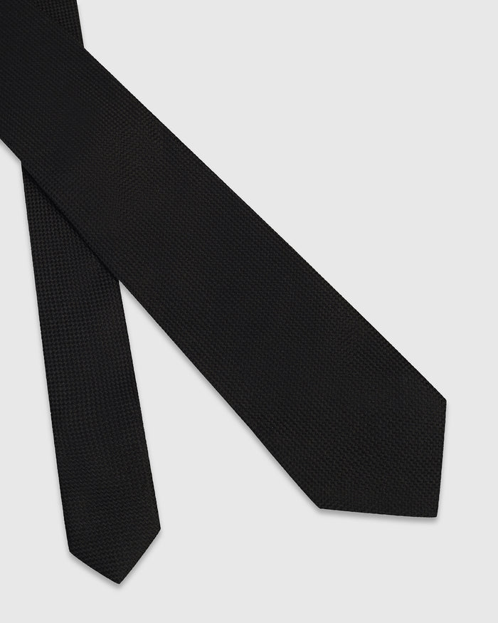 Black Silk Printed Tie - Waldorf