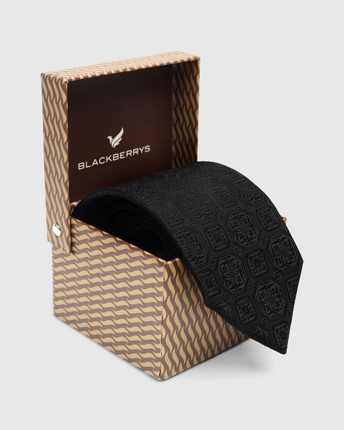 Black Solid Tie - Willibald