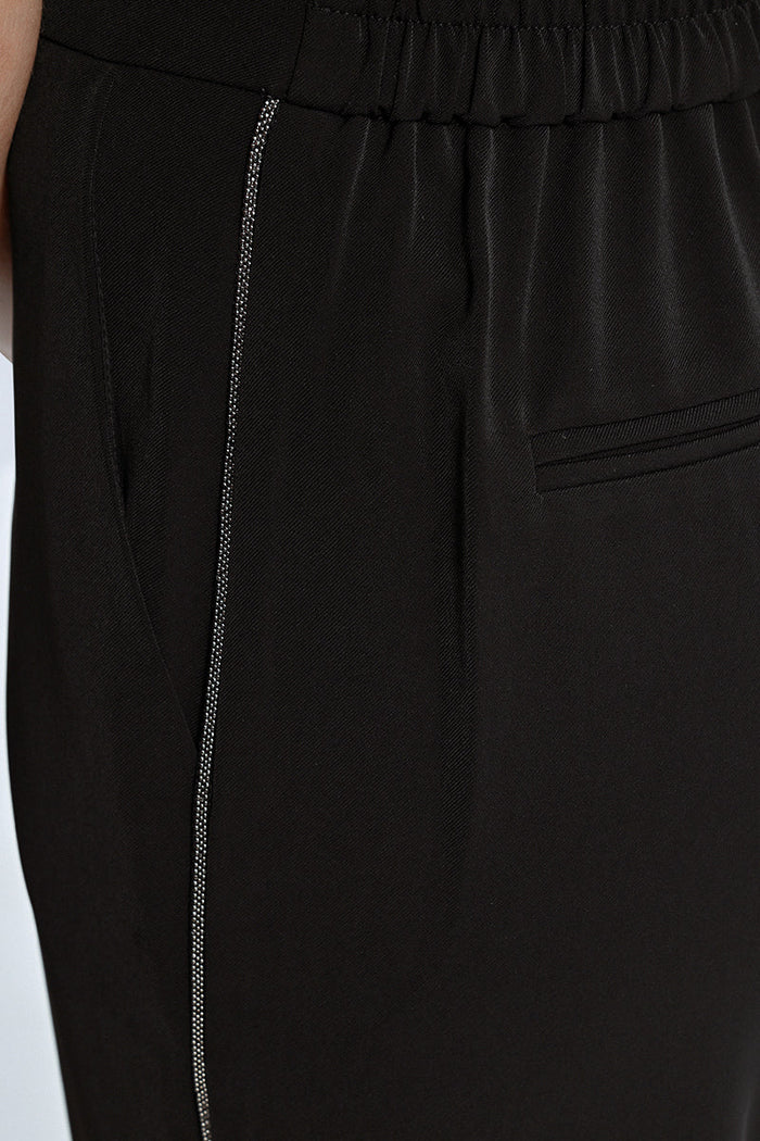shimmer side detailing on womens black pants