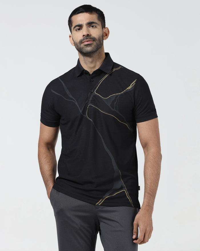 Black TechPro Printed Polo - Snape