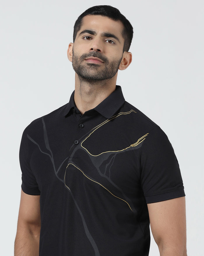 Black TechPro Printed Polo - Snape