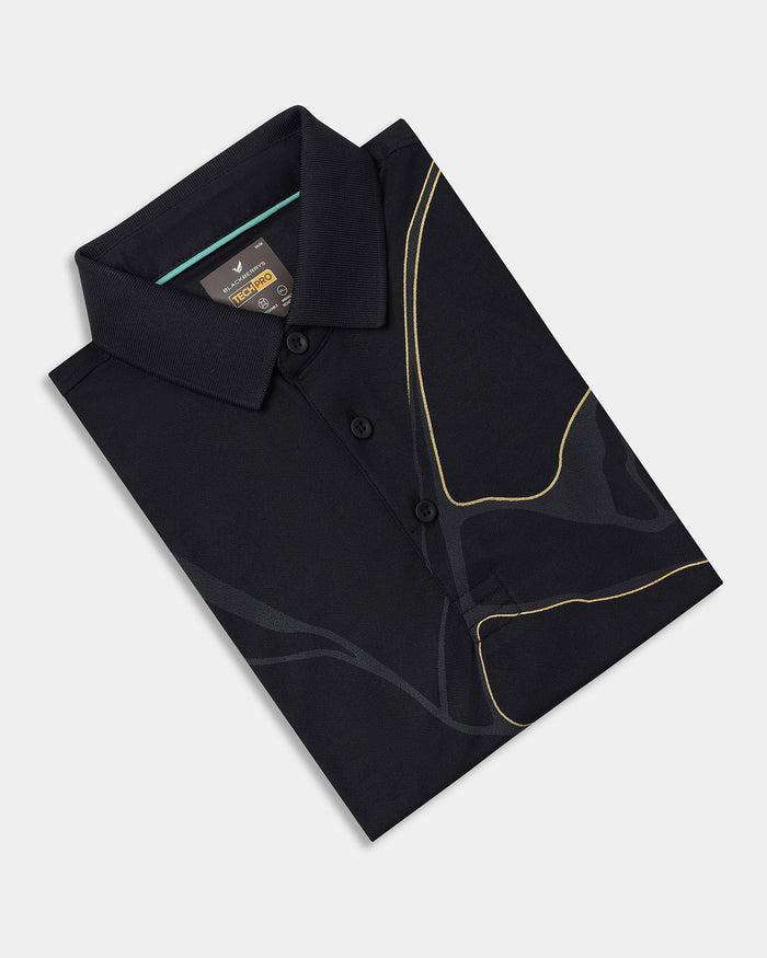 Black TechPro Printed Polo - Snape