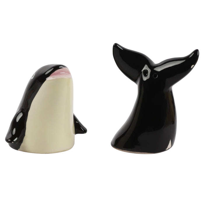Black Whale and Tail Salt & Pepper Set