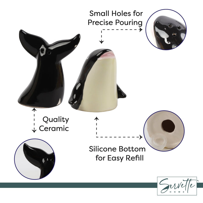 Black Whale and Tail Salt & Pepper Set