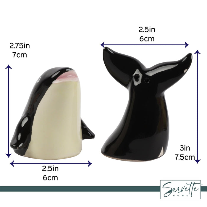 Black Whale and Tail Salt & Pepper Set