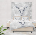 Blue Bull Cow Skull Wall Tapestry