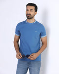 Blue Crew Neck Solid T-Shirt - Bellatrix
