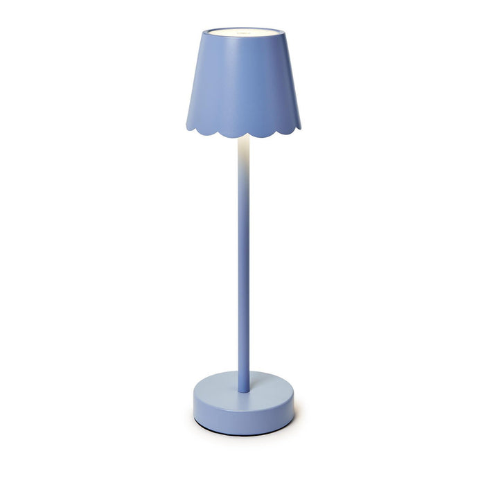 Blue LED Portable Cordless Table Lamp with Scalloped Edge Shade in Gift Box