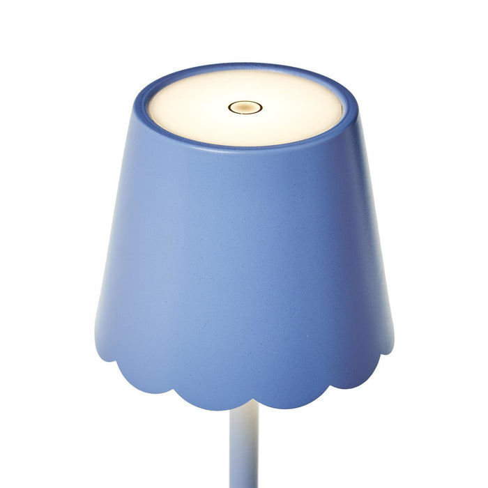 Blue LED Portable Cordless Table Lamp with Scalloped Edge Shade in Gift Box