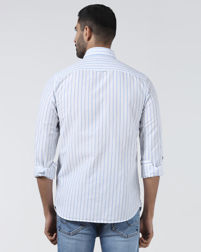 Blue Linen Stripe Shirt - Marzel