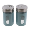 blue glass salt and pepper shakers