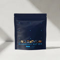 Blueberry nut mix package on a light gray background
