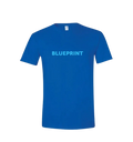 Blue t-shirt with 'BLUEPRINT' text on a white background