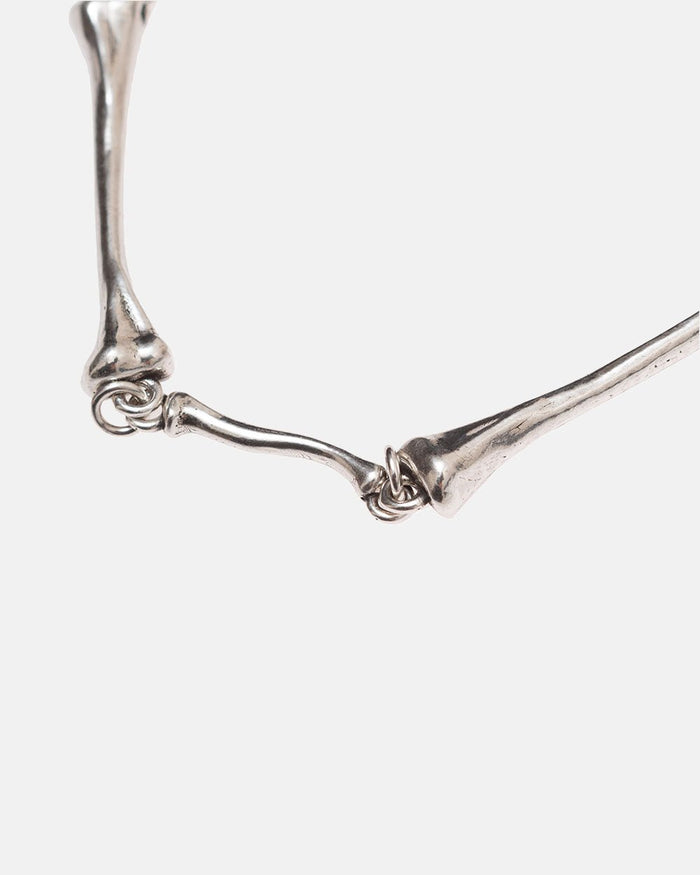 BONES BRACELET - silver bone link bracelet, detail close-up - Cold Culture