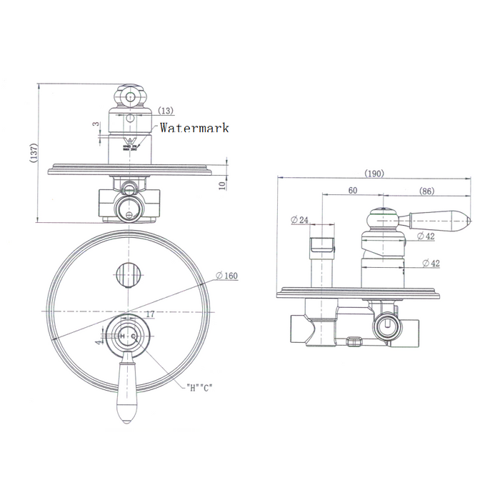 Bordeaux Traditional Shower Diverter - Acqua Bathrooms