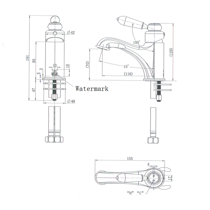 Bordeaux Traditional Brushed Nickel Basin Mixer - Acqua Bathrooms