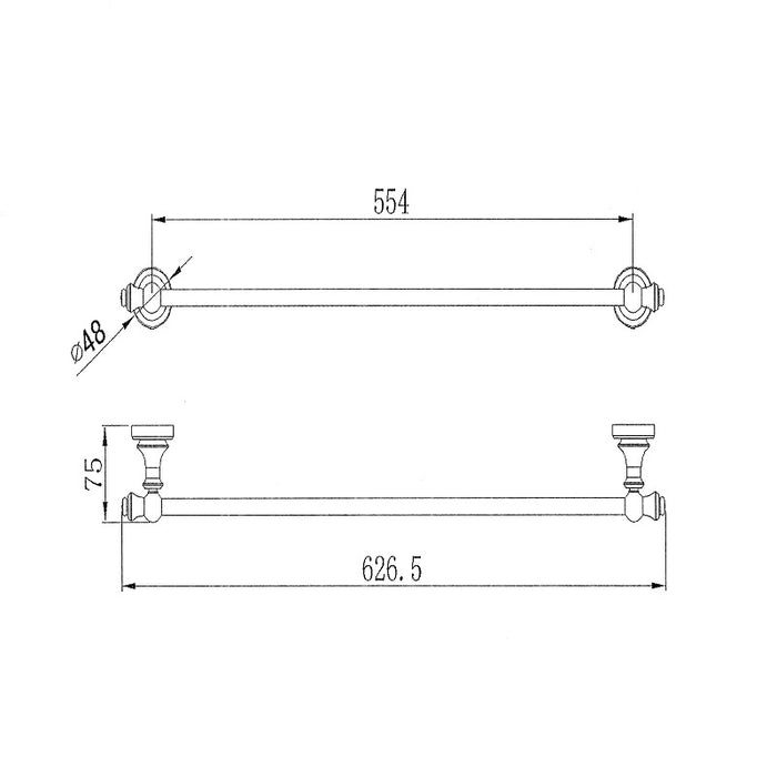 Bordeaux/Montpellier Black Single Towel Rail - Acqua Bathrooms