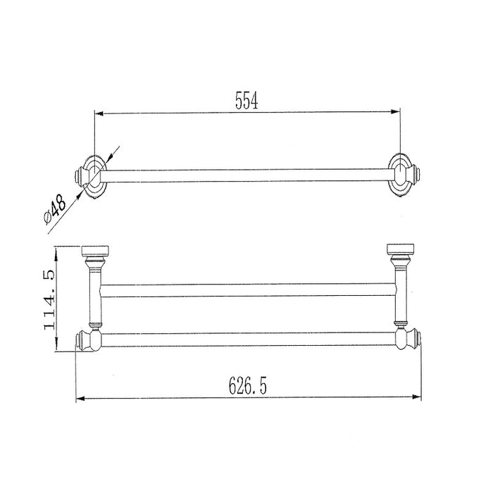 Bordeaux/Montpellier Brushed Bronze Double Towel Rail - Acqua Bathrooms