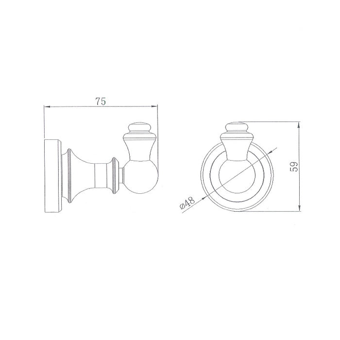 Bordeaux/Montpellier Brushed Nickel Traditional Robe Hook - Acqua Bathrooms