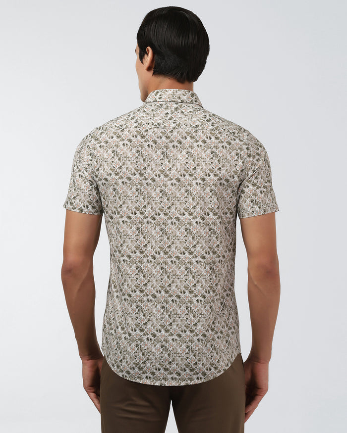 Brown Half Sleeve Printed Shirt - Melod