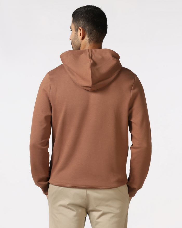 Brown Hoodie Solid Sweatshirt - Yen