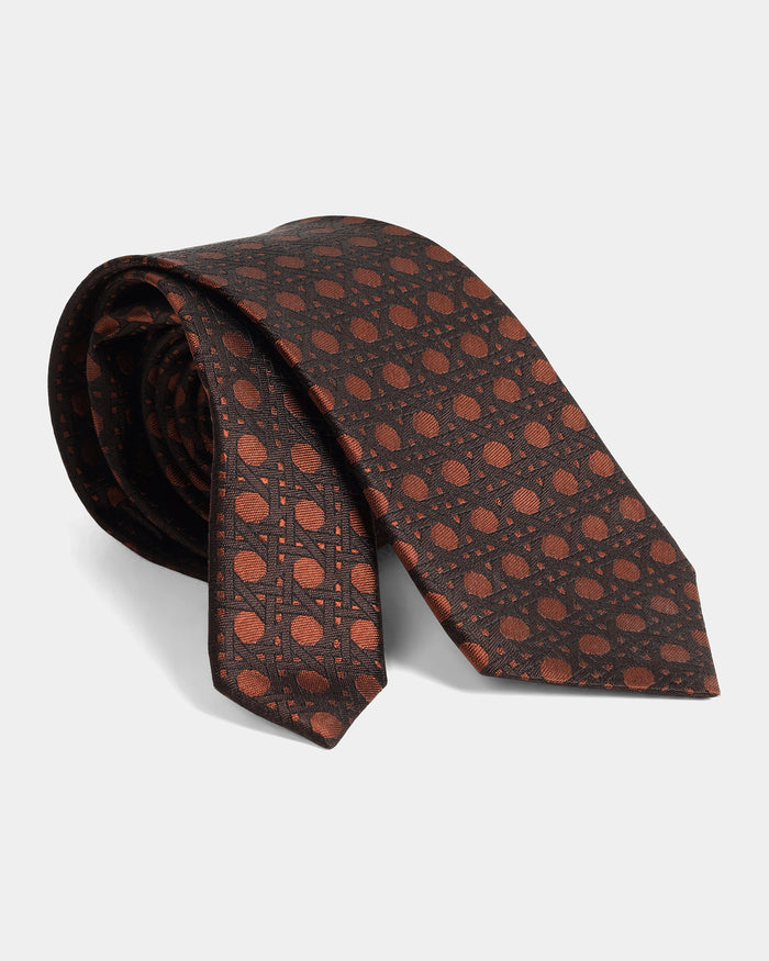 Brown Silk Jacquard Tie - Willet