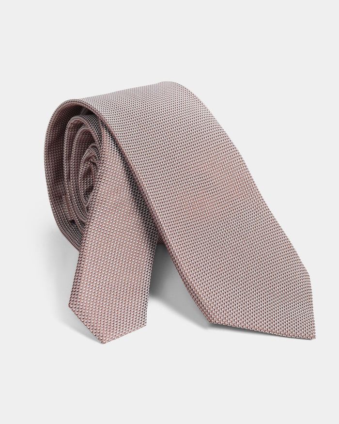 Brown Silk Jacquard Tie - Wolle
