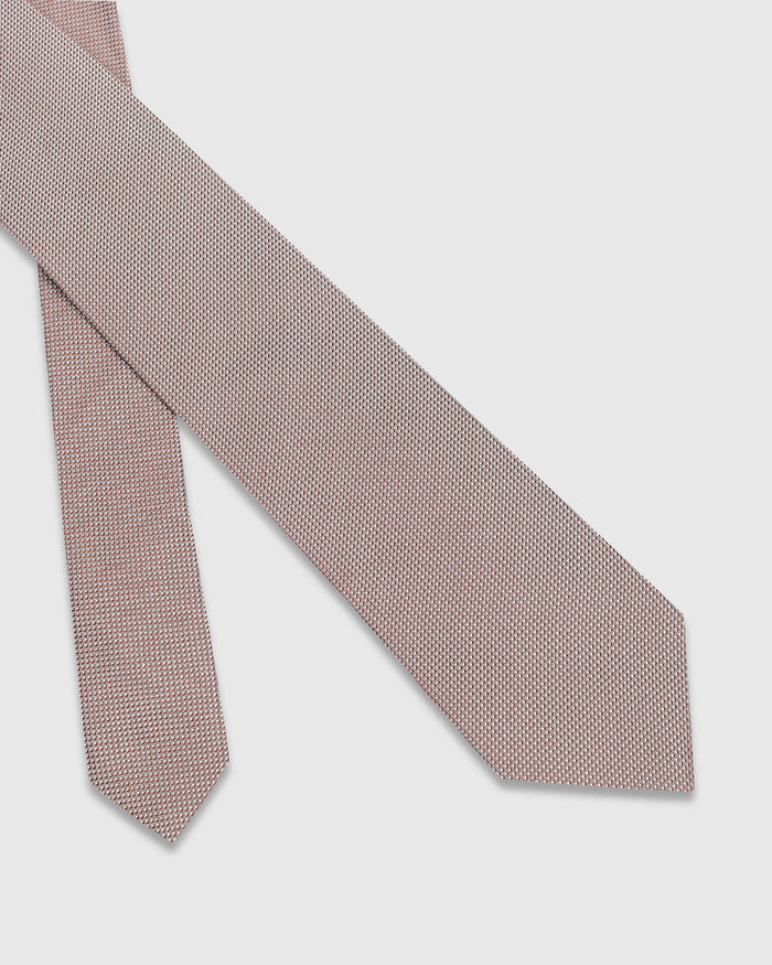 Brown Silk Jacquard Tie - Wolle