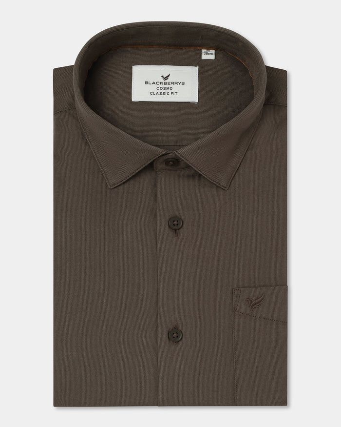 Brown Textured Shirt - Nuvan