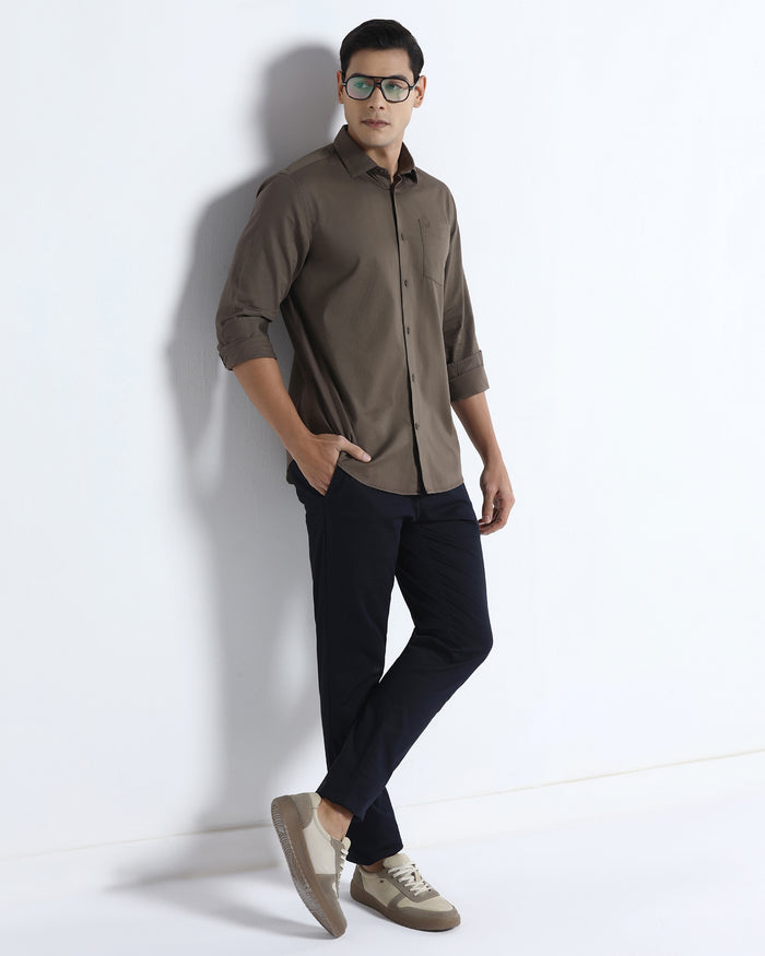 Brown Textured Shirt - Nuvan