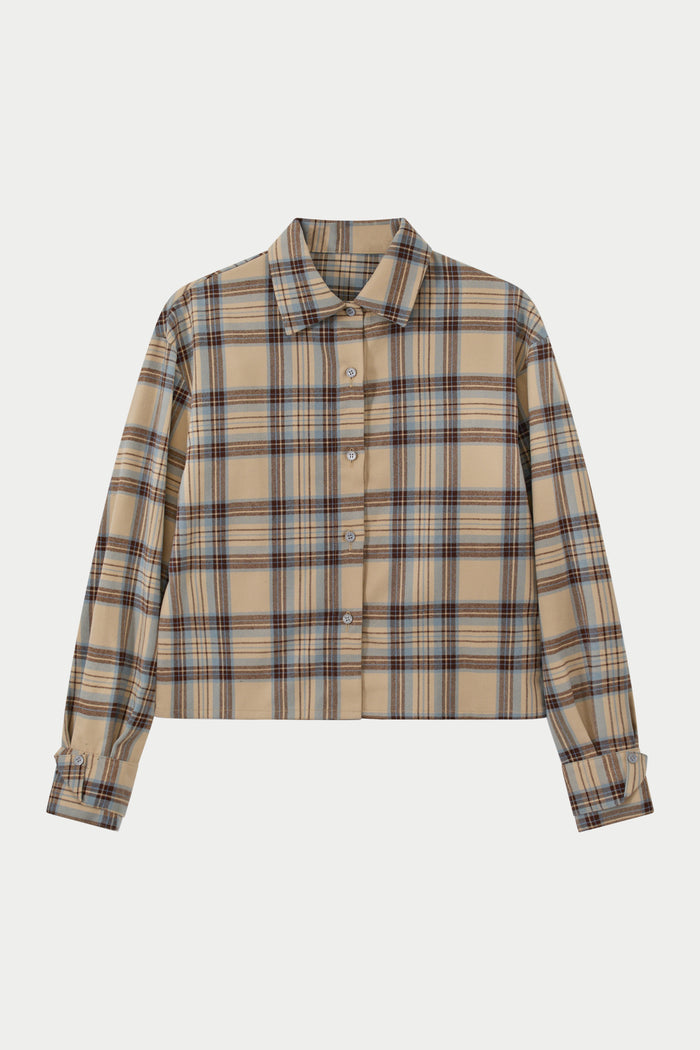 BRUSHED CHECK SHIRT - BEIGE