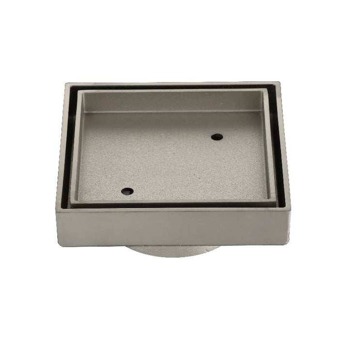 Brushed Nickel 100mm Tile Insert Floor Waste - 95mm Outlet - Acqua Bathrooms