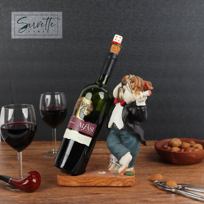 Bull Dog Poker Wine Bottle Holder