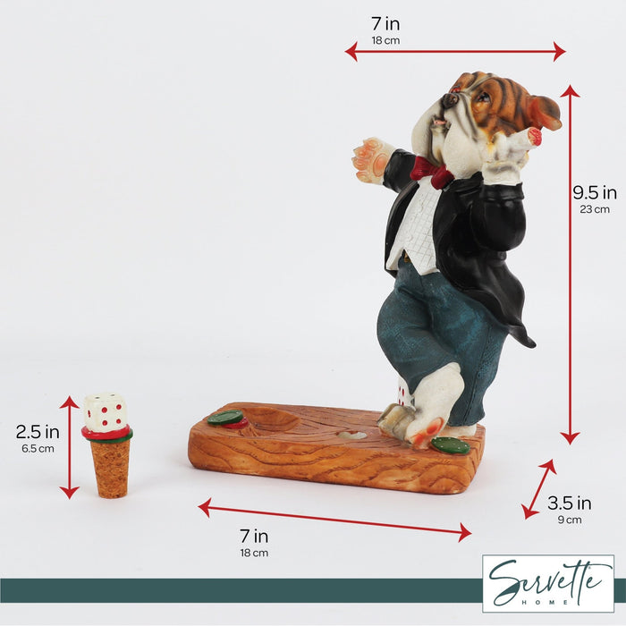 Bull Dog Poker Wine Bottle Holder