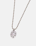 BULLET NECKLACE - silver ball chain pendant necklace, detail close-up - Cold Culture