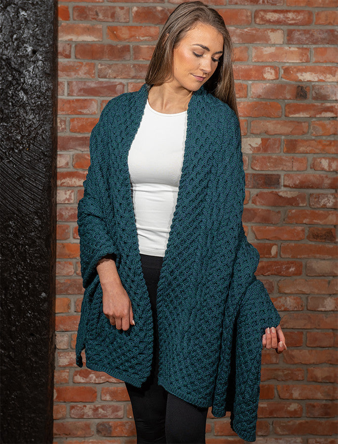 Cable Aran Wrap - Atlantic #color_atlantic