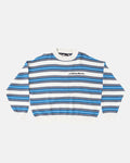 CASINO STRIPES KNIT WHITE MIST - white striped knit sweater, front view - Cold Culture
