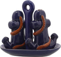 Ceramic Anchor Salt & Pepper Shakers With Tray