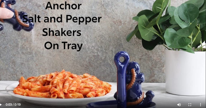 Ceramic Anchor Salt & Pepper Shakers With Tray